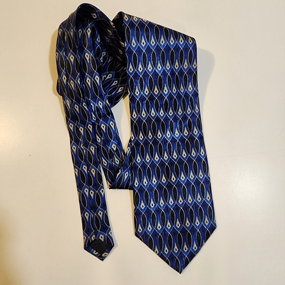 Pure Silk by Sadhwanis blue and black tie - Picture 1 of 4